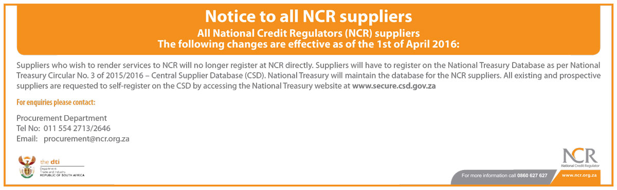 Notice to suppliers